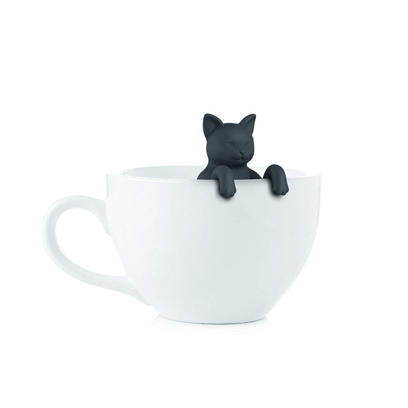 1pc Cat Reusable Silicone Tea Infuser Creative Cut Cat Tea Strainer Leaf Herbal Spice Filter Strainers Reusable Filter Tea Set