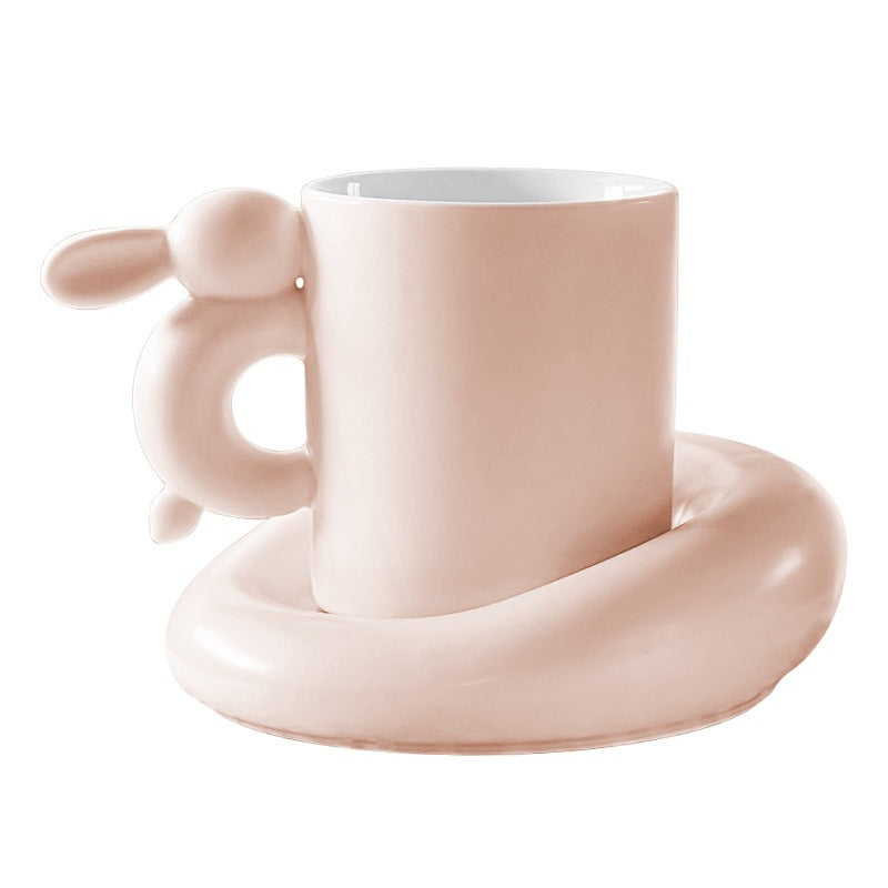 Rabbit Coffee Cup Milk Ceramic Cup And Saucer Set Design Sense Ins Niche Afternoon Tea High Value Mug